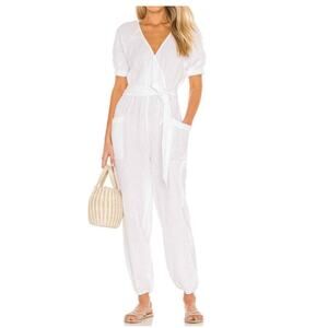 L* Space Shore NWOT Thing Gauzy Crinkle White Cotton Summer Jumpsuit Coverup XS
